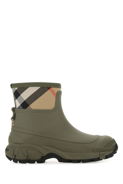 Shop Burberry Khaki Rubber Ankle Boots  Green  Donna 36