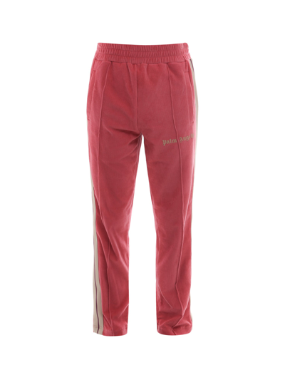 Shop Palm Angels Logo Printed Corduroy Trackpants In Pink