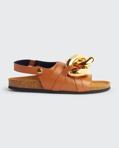 Shop Jw Anderson Chain Espadrille Sandals In Medium Orange