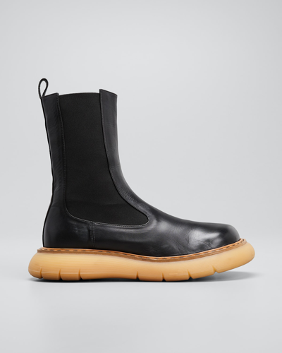 Shop Khaite Bleecker Calfskin Chunky-heel Chelsea Boots In Black