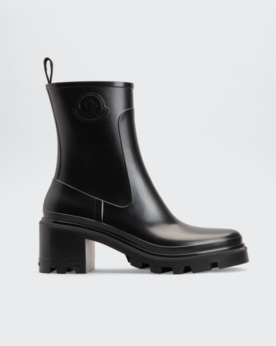 Shop Moncler Loftgrip Rubber Zip Rain Boots In Black