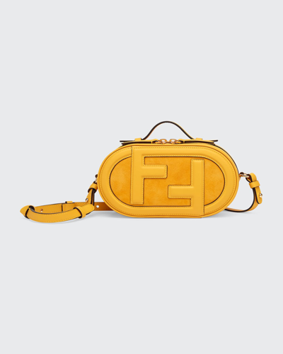 Shop Fendi Ff Mix-leather Mini Camera Crossbody Bag In Mimosa Oro