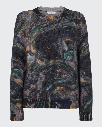 Shop Fendi Marbled Wool-blend Oversized Sweater In Arizona