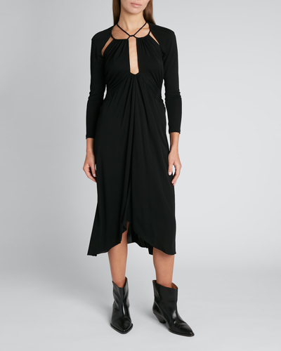 Shop Isabel Marant Halter Cutout Jersey Midi Dress In Black
