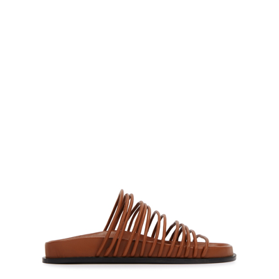 Shop A.emery Fallon Brown Leather Sliders In Tan