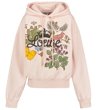 Loewe Herbarium Logo-embroidered Printed Cotton-jersey Hoodie In Neutrals |  ModeSens