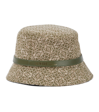 Shop Loewe Anagram Bucket Hat In Green/avocado Green
