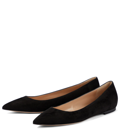 Gianvito Rossi Suede Ballerina Flats In Black