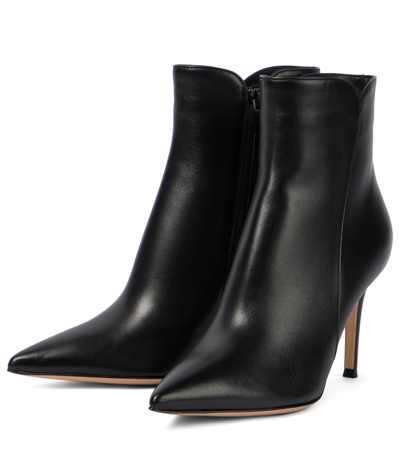 Shop Gianvito Rossi Levy 85 Leather Ankle Boots In Black