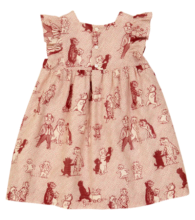 Shop Gucci Baby Printed Cotton Dress In Ivory/red/mc