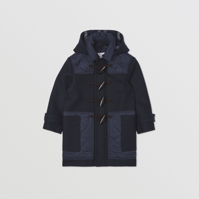 Shop Burberry Childrens Diamond Quilted Panel Wool Duffle Coat In Navy