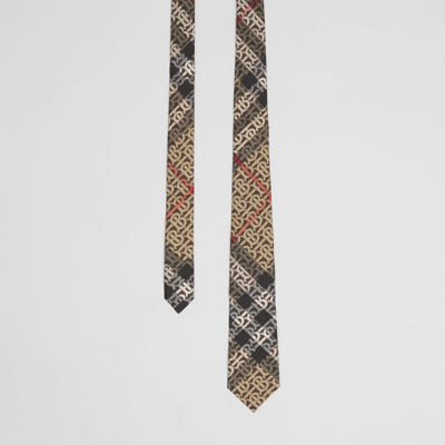 Shop Burberry Classic Cut Monogram Check Silk Jacquard Tie In Archive Beige
