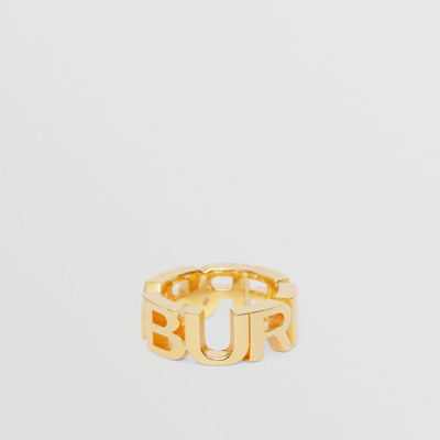 Shop Burberry Gold-plated Logo Ring In Light Gold