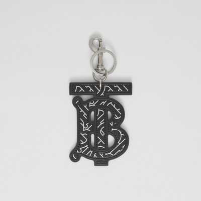 Shop Burberry Monogram Motif Leather Key R In Black/white