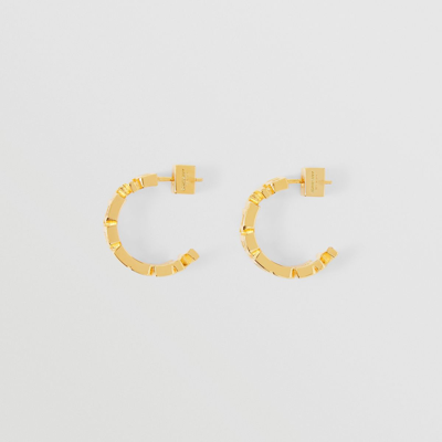 Shop Burberry Gold-plated Logo Hoop Earrings In Light Gold