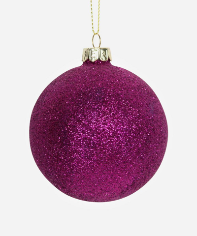 Shop Unspecified Glitter Glass Bauble In Magenta