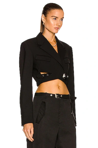 Shop Dion Lee Interlock Cropped Blazer In Black