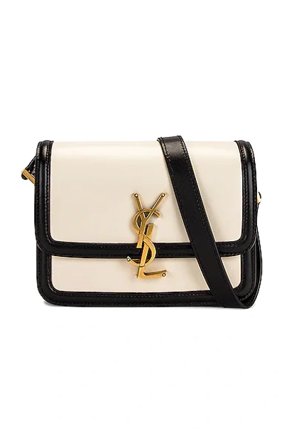 Shop Saint Laurent Small Solferino Satchel Bag In Crema Soft & Nero