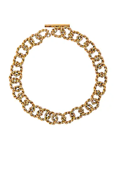 Shop Saint Laurent Twist Ring Choker In Or Laiton