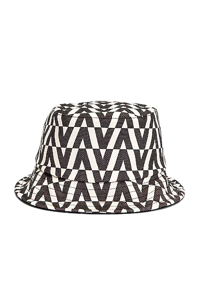 Shop Valentino Optical V Bucket Hat In Bianco & Nero
