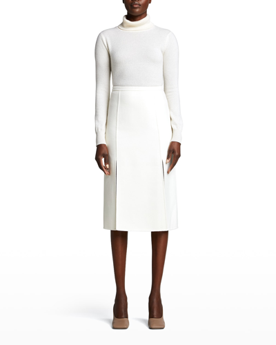 Shop Michael Kors Double-slit Wool Skirt In Ivory