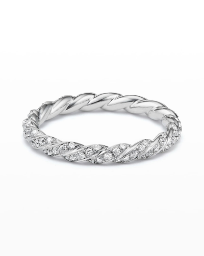 Shop David Yurman 2.7mm Petite Paveflex Ring With Diamonds In 18k White Gold