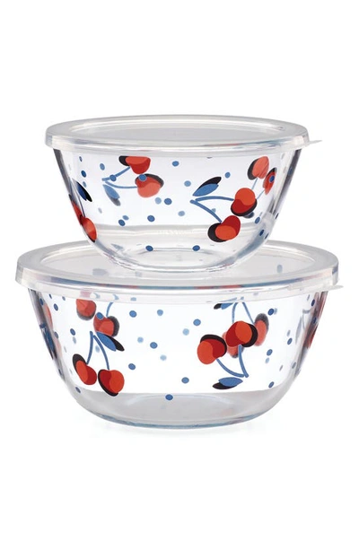 Shop Kate Spade Vintage Cherry Dot Set Of 2 Round Serve & Store Containers In Multi