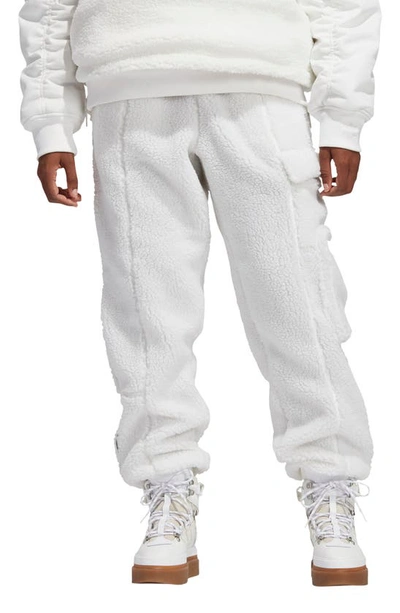 Shop Adidas X Ivy Park Unisex Teddy Cargo Sweatpants In Core White
