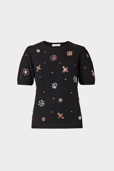 Shop Milly Beaded Holiday Sweater In Black Multi