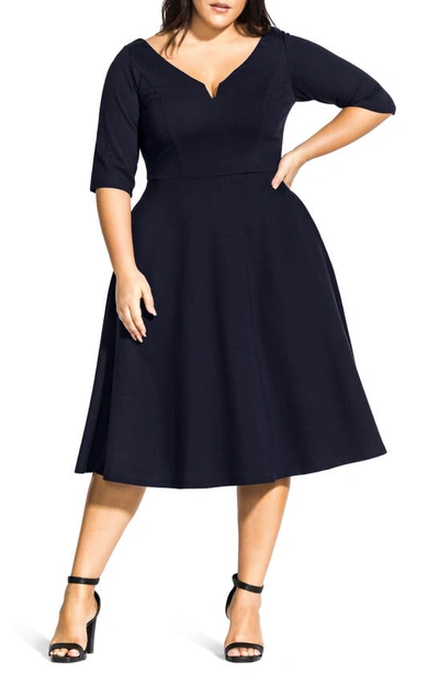 Shop City Chic Cute Girl Dress In Navy