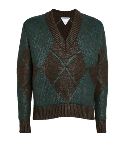 Shop Bottega Veneta Wool-mohair Argyle Sweater In Brown