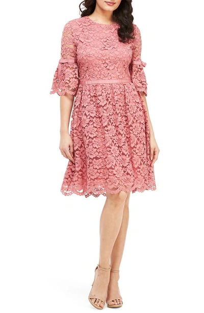 Shop Gal Meets Glam Collection Josephine Scallop Lace Fit & Flare Dress In Rose