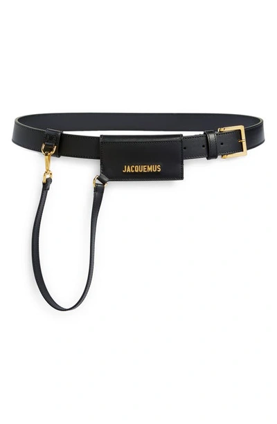 Jacquemus La Ceinture Porte Cartes Black Leather Belt | ModeSens