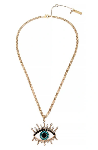 Shop Kurt Geiger Evil Eye Pendant Necklace In Teal