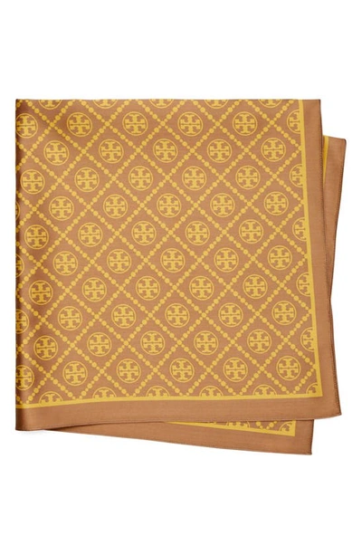 Shop Tory Burch Diamond Dot Two-tone Square Scarf In Gold / Antique Gold