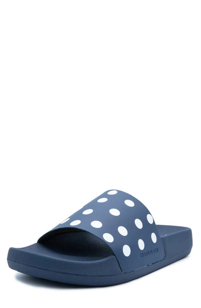 Shop Brandblack Kashiba Slide Sandal In Navy W/ White Dot