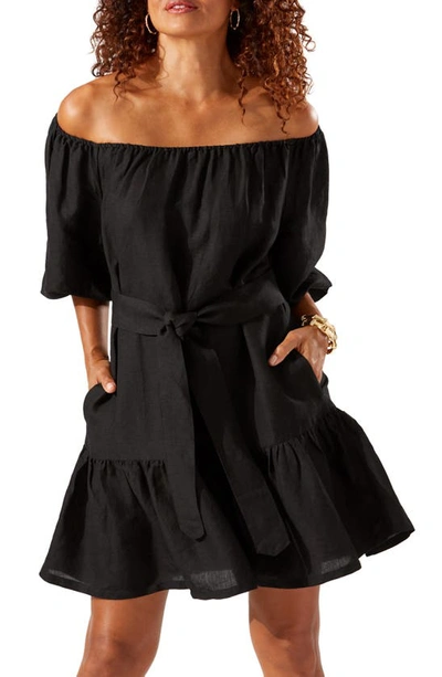 Shop Tommy Bahama St. Lucia Off The Shoulder Tiered Dress In Black