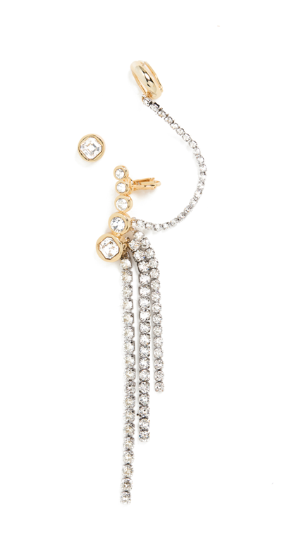 Shop Demarson Elena Earrings In Gold/ Crystals