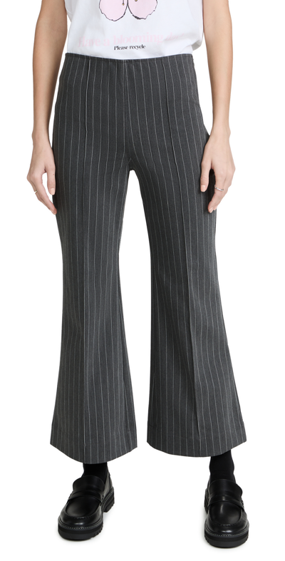 Shop Ganni Stretch Stripe Cropped Pants In Phantom