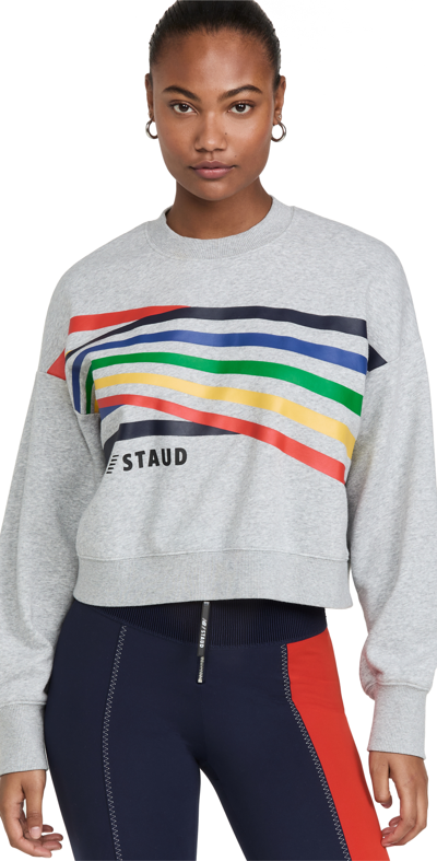 Shop New Balance X Staud Staud Classic Graphic Crewneck Sweatshirt In Athletic Grey