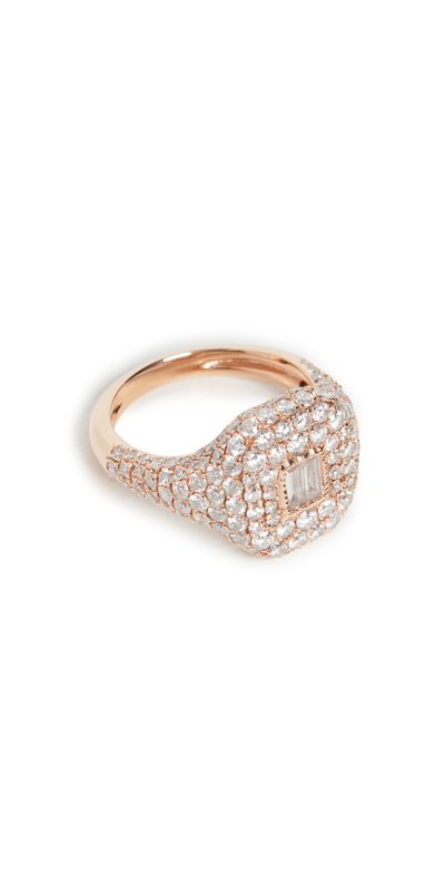 Shop Shay 18k Essential Pave Pinky Ring In Rose Gold