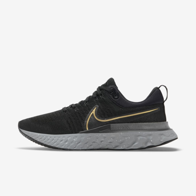 Shop Nike React Infinity Run Flyknit 2 Men's Road Running Shoes In Black,smoke Grey,grey Fog,metallic Gold