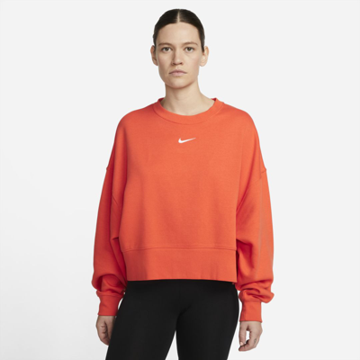 Shop Nike Sportswear Collection Essentials Women's Oversized Fleece Crew Sweatshirt In Orange,white