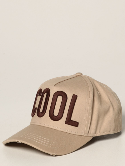 Shop Dsquared2 Baseball Cap With Cool Lettering In 米色