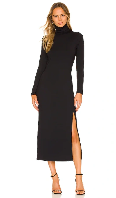 Shop Susana Monaco Turtleneck Slit Dress In Black