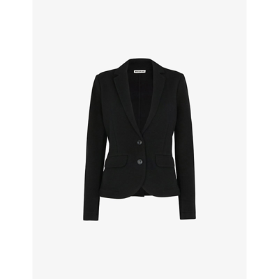 Whistles Womens Black Slim Tailored Cotton Blazer 4 In Black