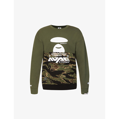 Shop Aape Camouflage Garment-dyed Cotton-blend Sweatshirt In Dark Khaki