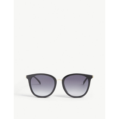 Shop Le Specs Laf2128433 Bandore Round-frame Polycarbonate Sunglasses In Black Gold Smoke Grad