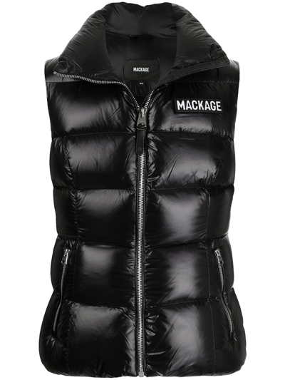 Mackage Chest Logo-patch Gilet In Schwarz