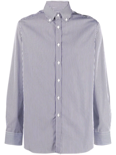 Shop Xacus Stripe-print Button-down Shirt In Weiss